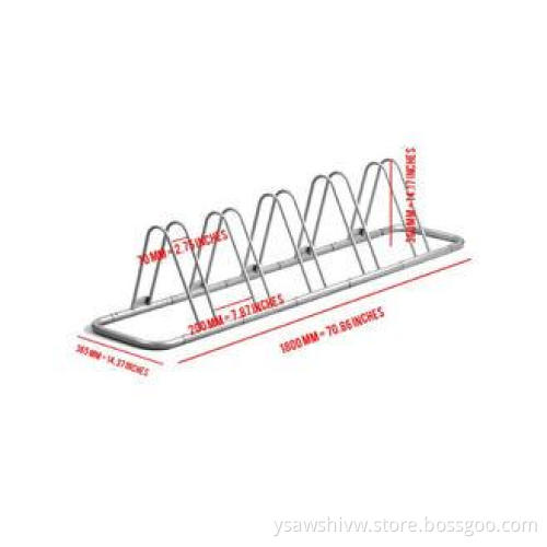 Tubular Steel Five Bicycle Display Stand , Floor Parking Ra